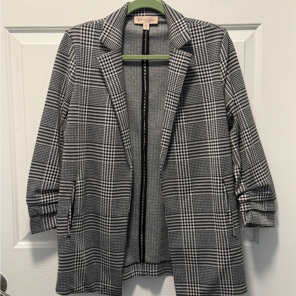 Philosophy Black and White Checkered Blazer